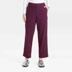 🎯50% OFF! a new day High Rise Cotton Burgundy Straight Leg Ankle